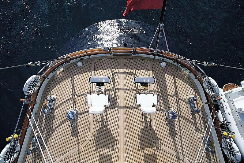 a large ship in the water aboard ALMYRA II Yacht for Charter