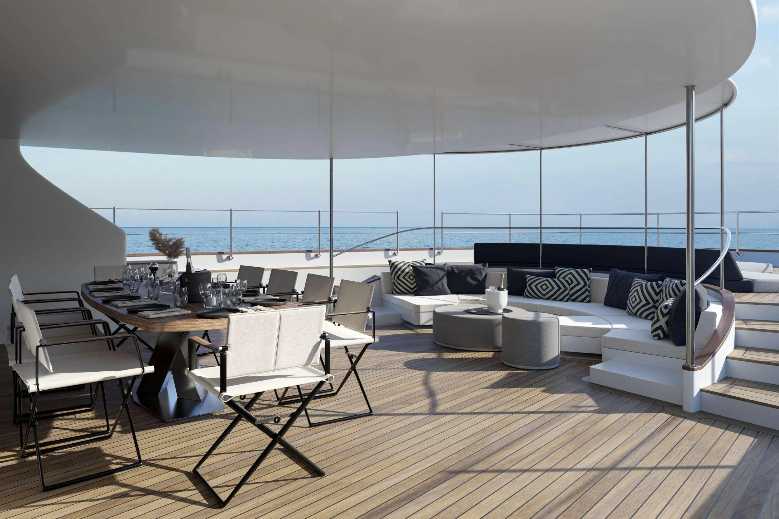 a room with a couch and a table and chairs aboard ALMYRA II Yacht for Charter