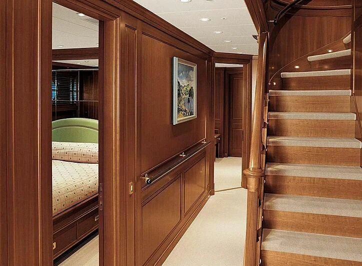 a wooden door leading to a bedroom aboard ALMYRA II Yacht for Charter