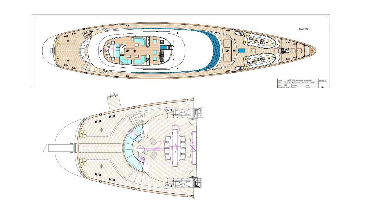 diagram, engineering drawing aboard ALMYRA II Yacht for Charter