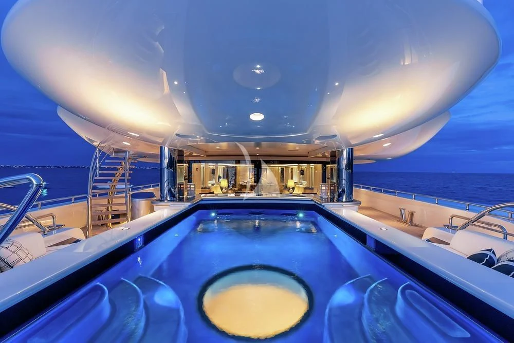 the inside of a space ship aboard EXCELLENCE Yacht for Sale