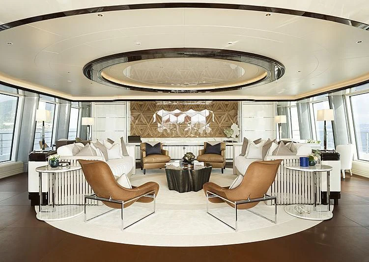 a large room with a large chandelier aboard EXCELLENCE Yacht for Sale