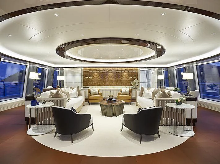 a large room with a large chandelier aboard EXCELLENCE Yacht for Sale