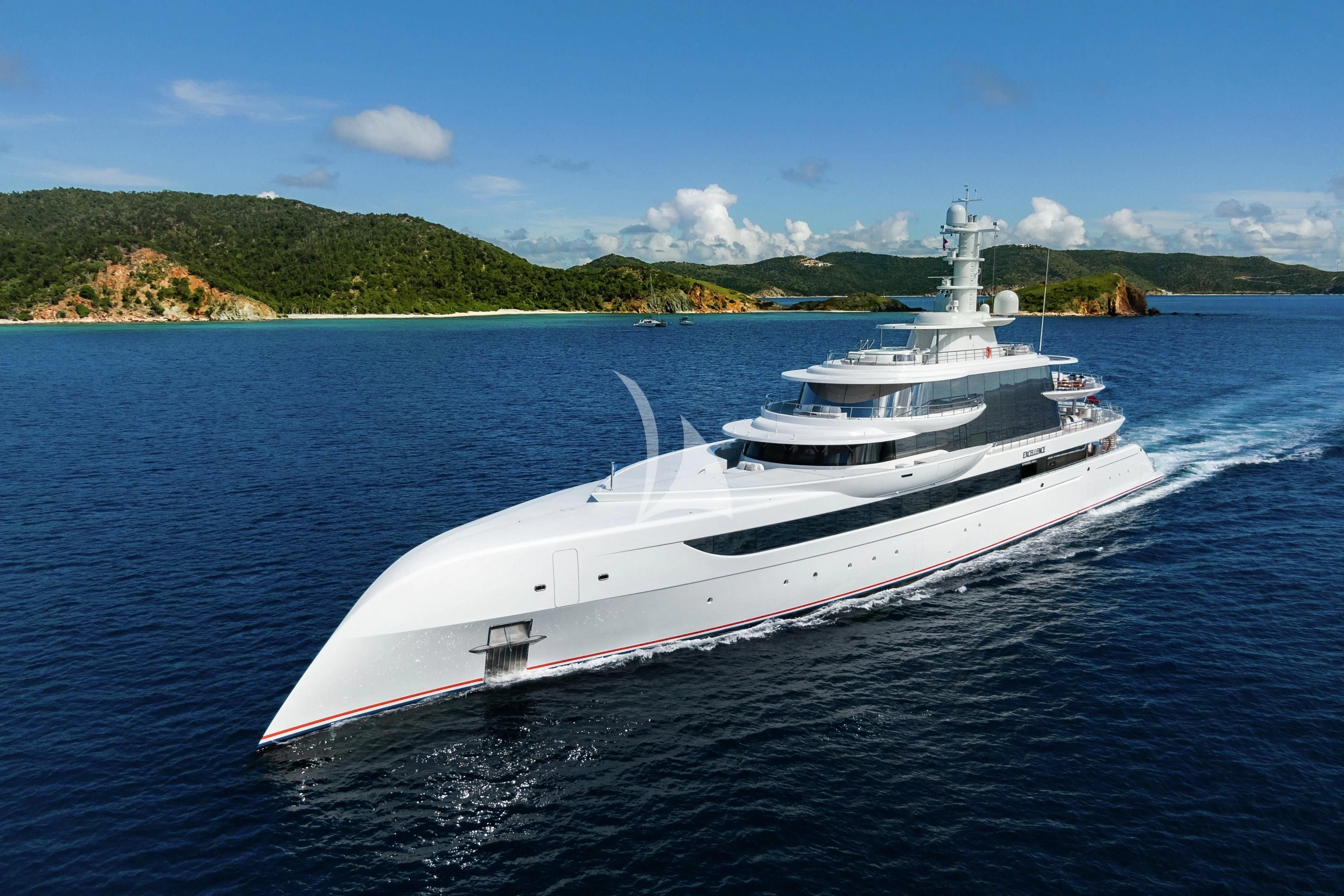 a white boat on the water aboard EXCELLENCE Yacht for Sale