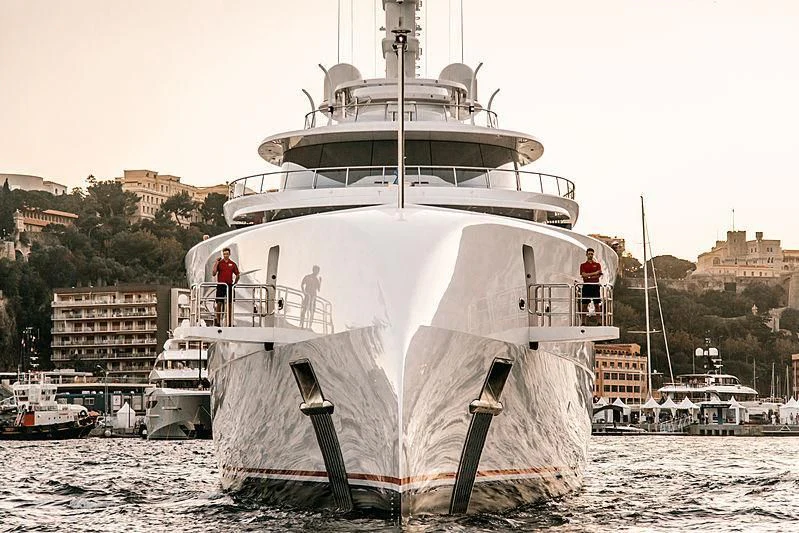 a large white ship in the water aboard EXCELLENCE Yacht for Sale