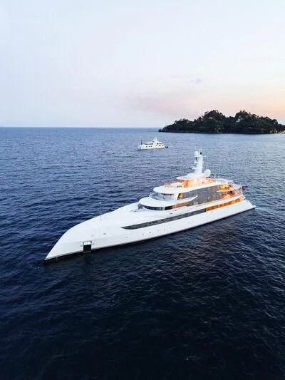 a large white boat in the water aboard EXCELLENCE Yacht for Sale
