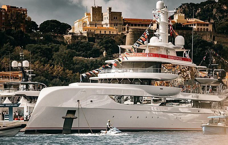 a large white boat in the water aboard EXCELLENCE Yacht for Sale
