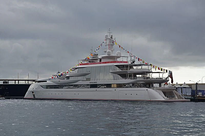 a large ship docked aboard EXCELLENCE Yacht for Sale