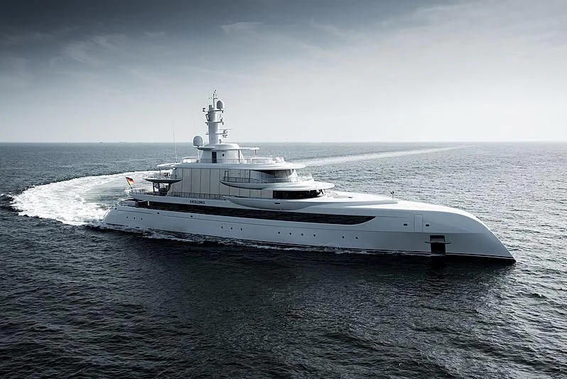 a white yacht on the water aboard EXCELLENCE Yacht for Sale