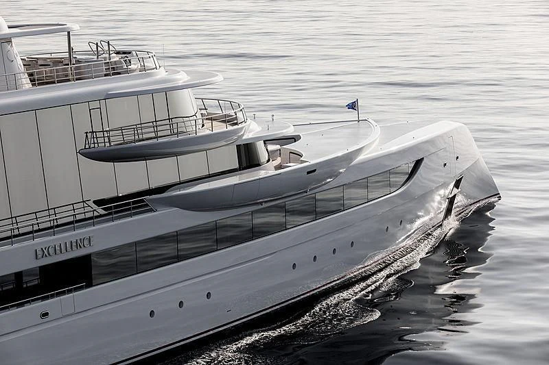 a white boat on the water aboard EXCELLENCE Yacht for Sale