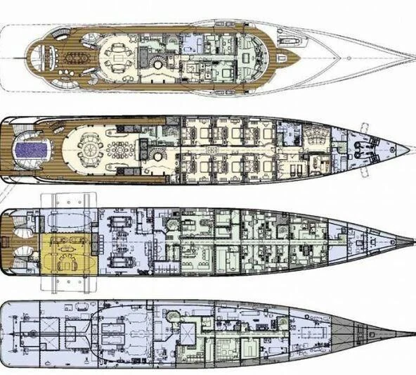 diagram, engineering drawing aboard EXCELLENCE Yacht for Sale