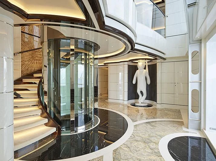 a statue in a building aboard EXCELLENCE Yacht for Sale