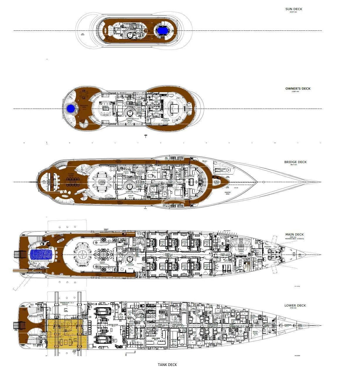 diagram, engineering drawing aboard EXCELLENCE Yacht for Sale