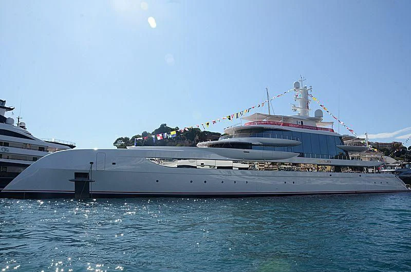 a large boat in the water aboard EXCELLENCE Yacht for Sale