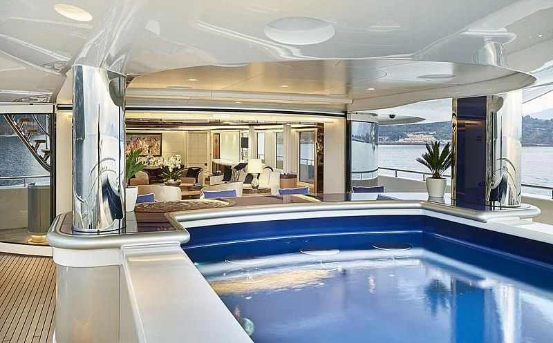 a swimming pool in a house aboard EXCELLENCE Yacht for Sale