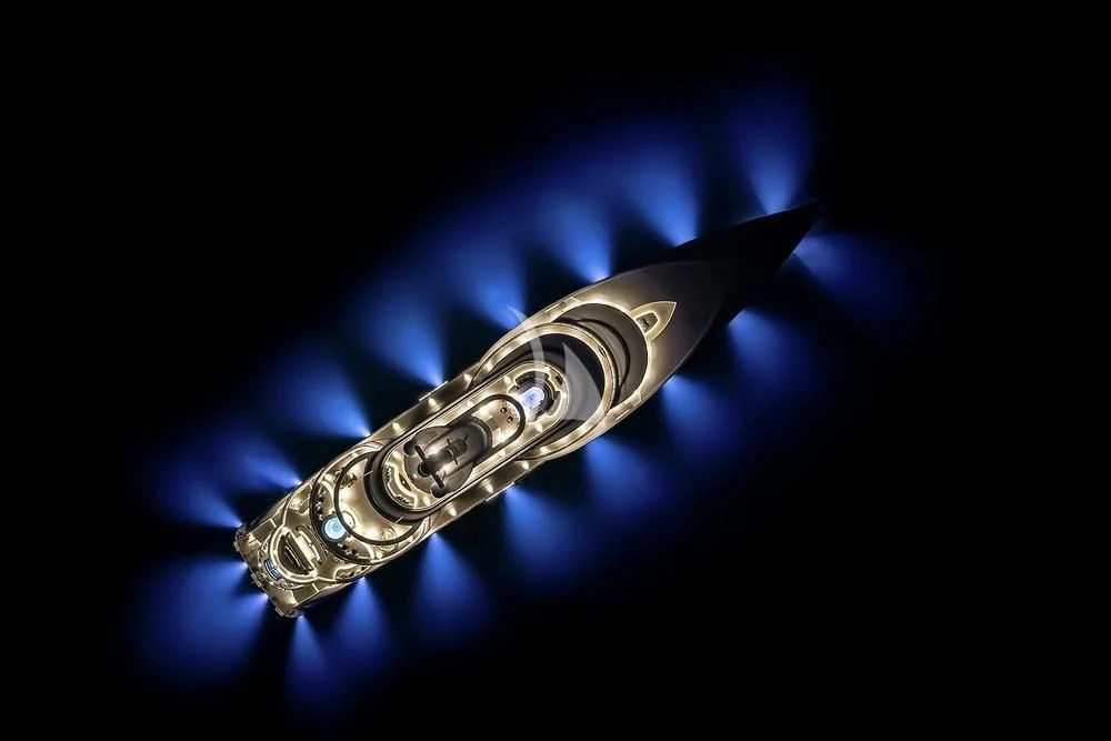 a metal object with a black background aboard EXCELLENCE Yacht for Sale