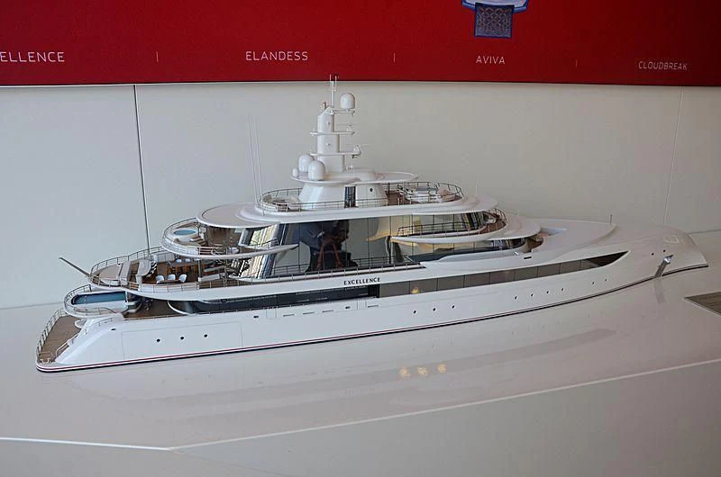 a white boat with a white hood aboard EXCELLENCE Yacht for Sale