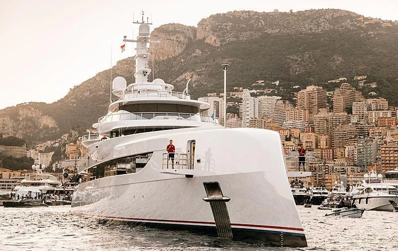 a large ship in the water aboard EXCELLENCE Yacht for Sale