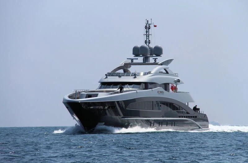 a large ship in the water aboard SILY Yacht for Sale