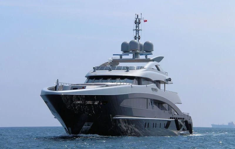 a large ship in the water aboard SILY Yacht for Sale