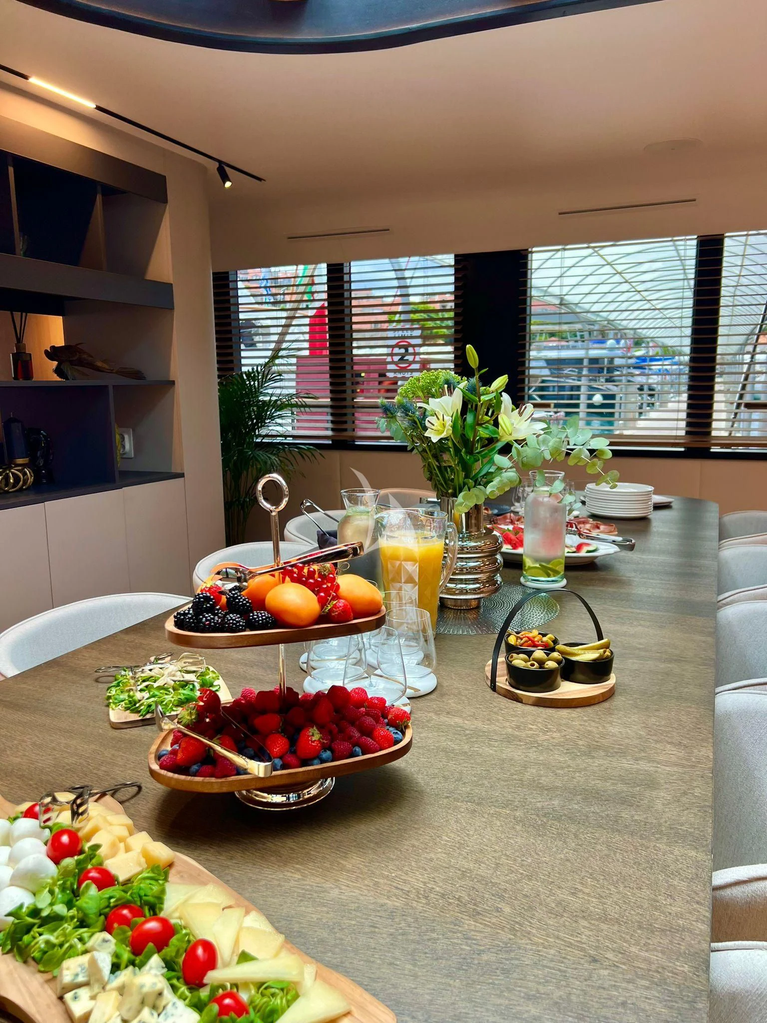 a table with food on it aboard ANETTA Yacht for Charter