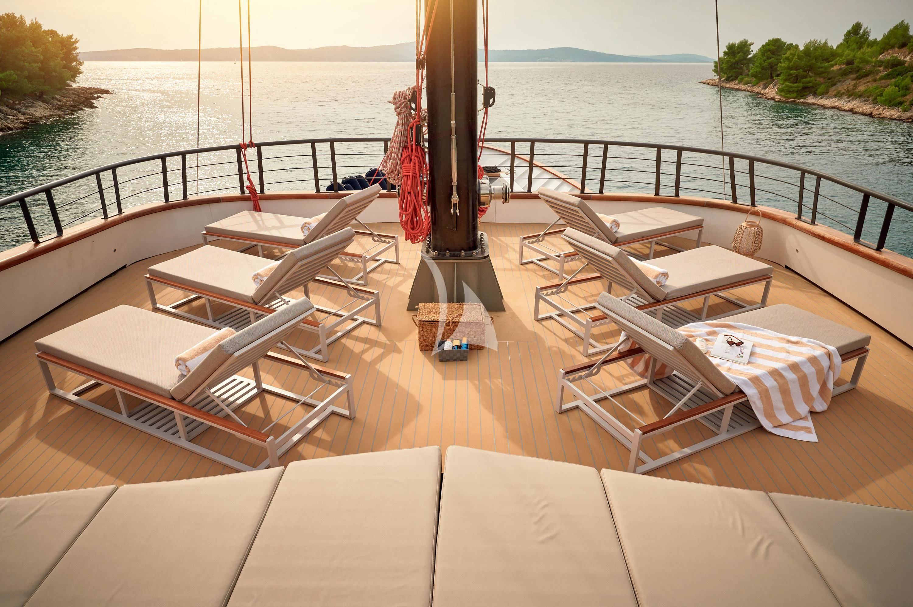 a boat with a cloth from the front aboard ANETTA Yacht for Charter