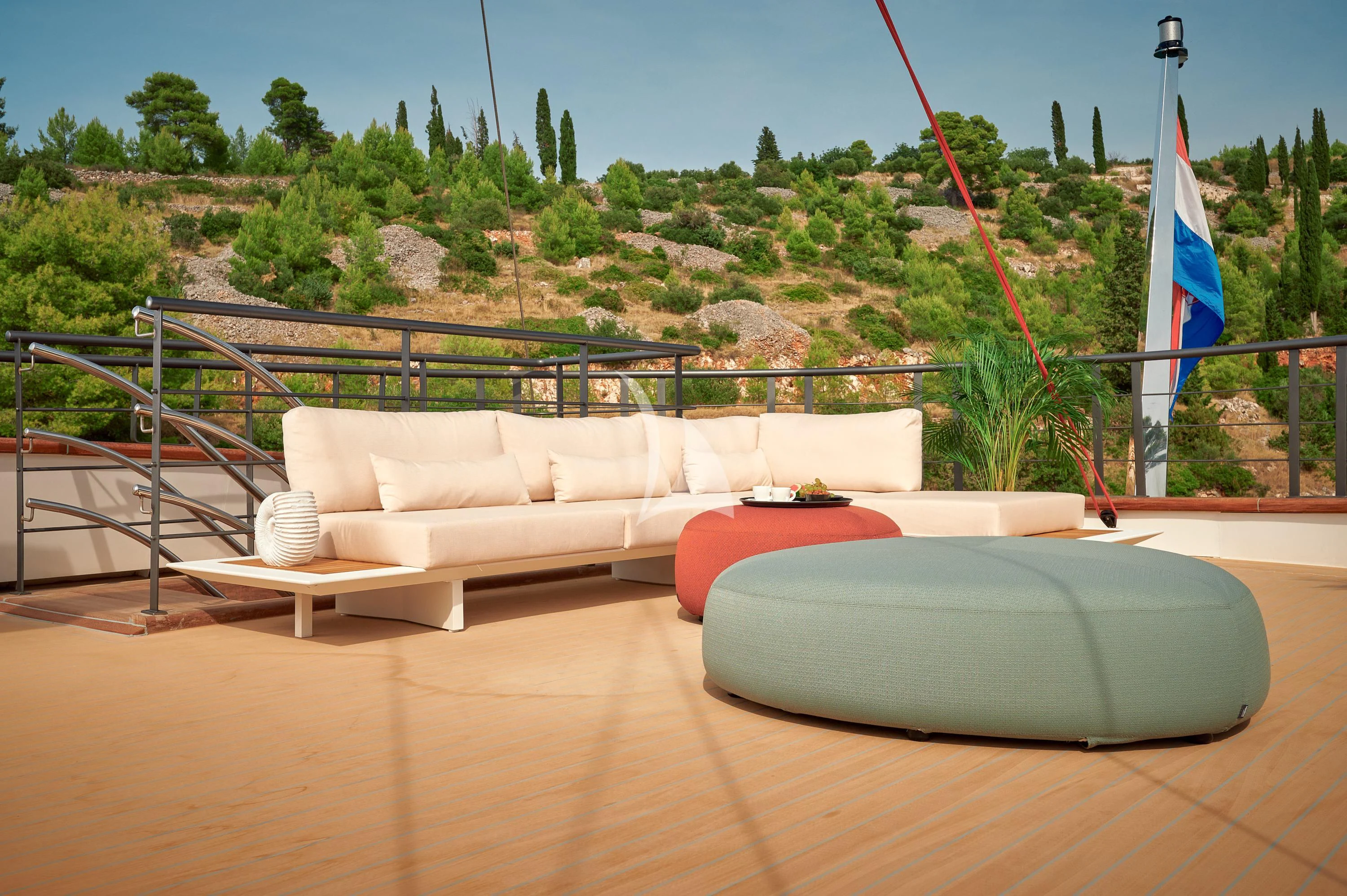 a couch and a pool aboard ANETTA Yacht for Charter