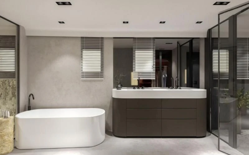 a bathroom with a large tub aboard ANETTA Yacht for Charter
