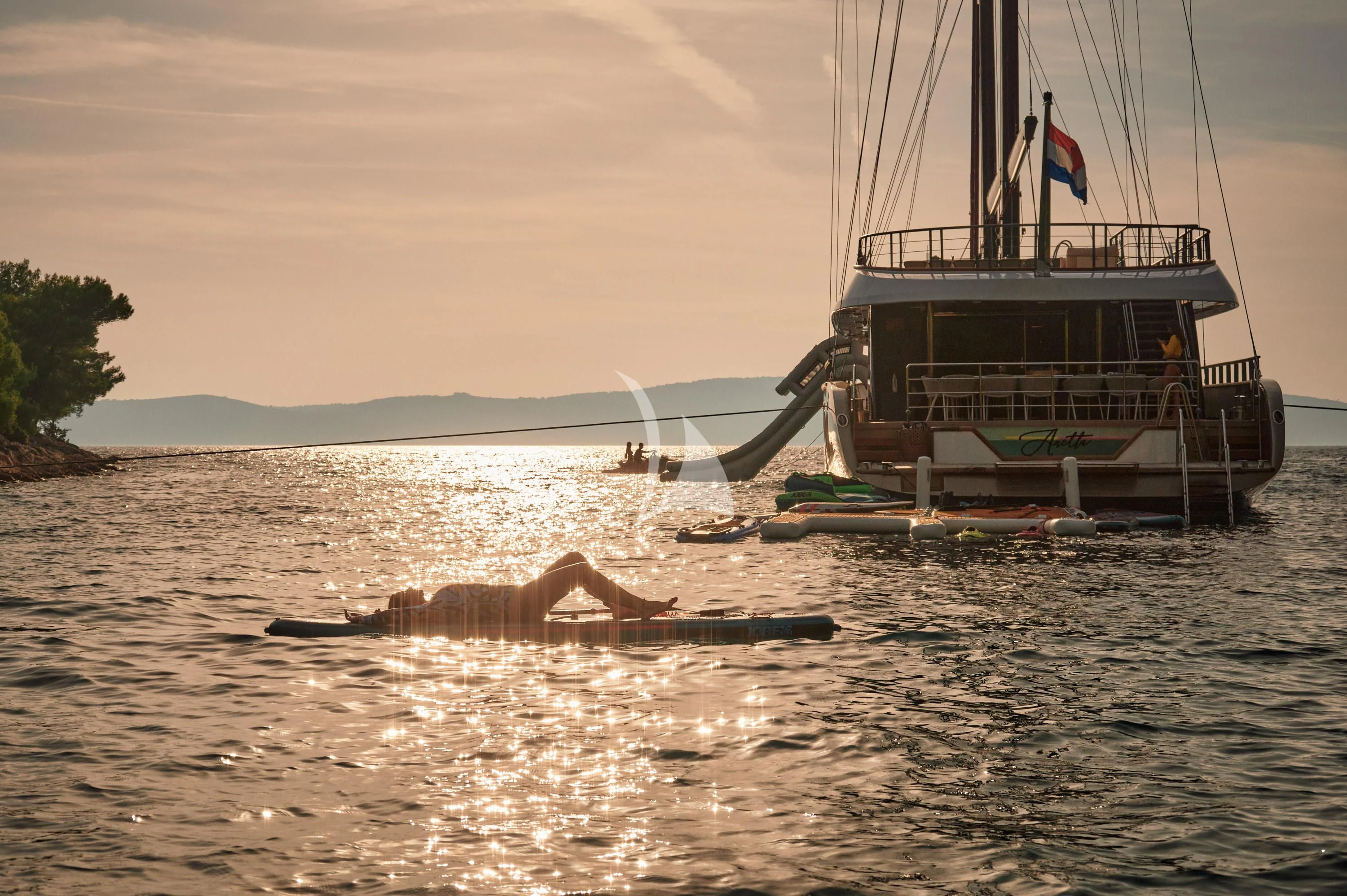 a boat in the water aboard ANETTA Yacht for Charter