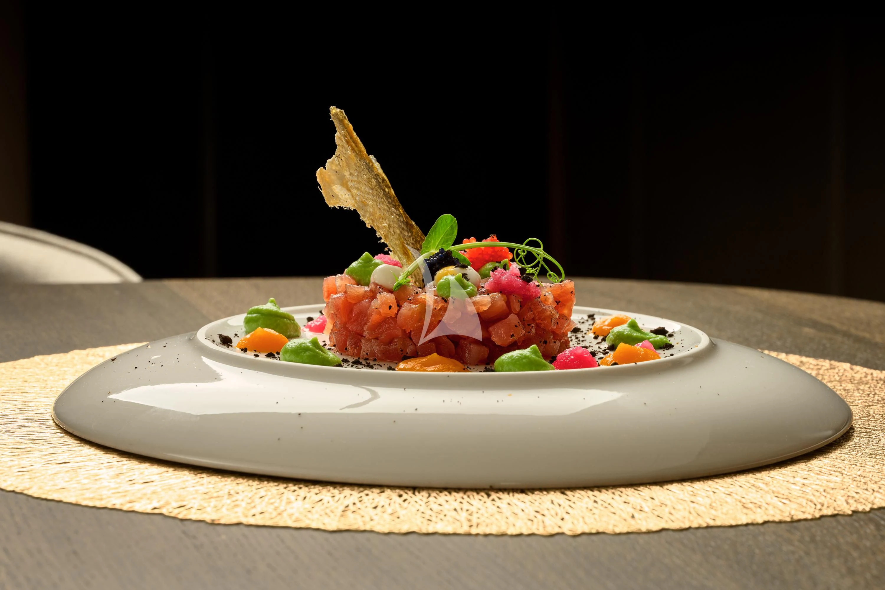 a plate of food aboard ANETTA Yacht for Charter