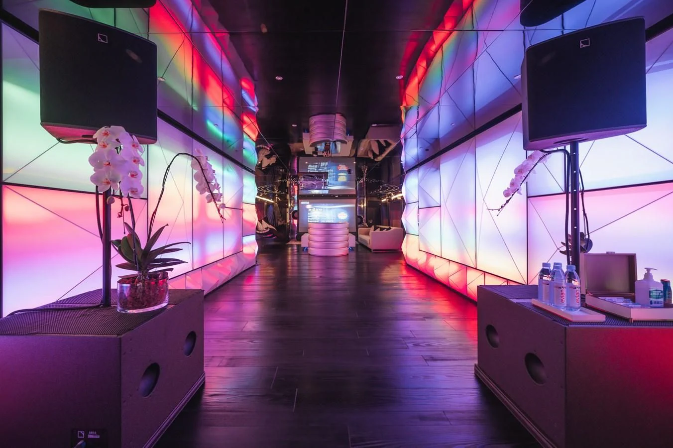 a room with a tv and a desk aboard MAJESTY ELENOLIYA Yacht for Sale