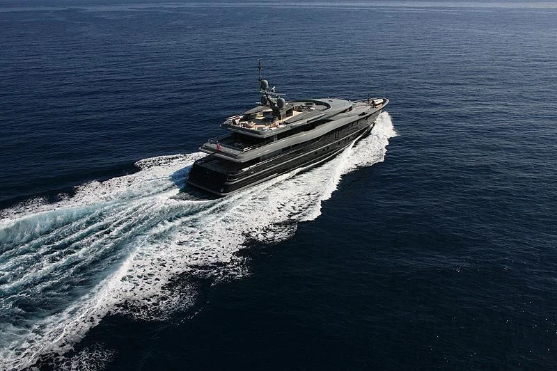 a military boat in the water aboard MAJESTY ELENOLIYA Yacht for Sale