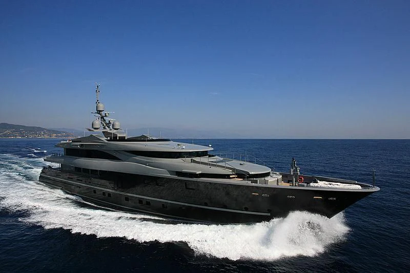 a military ship in the water aboard MAJESTY ELENOLIYA Yacht for Sale