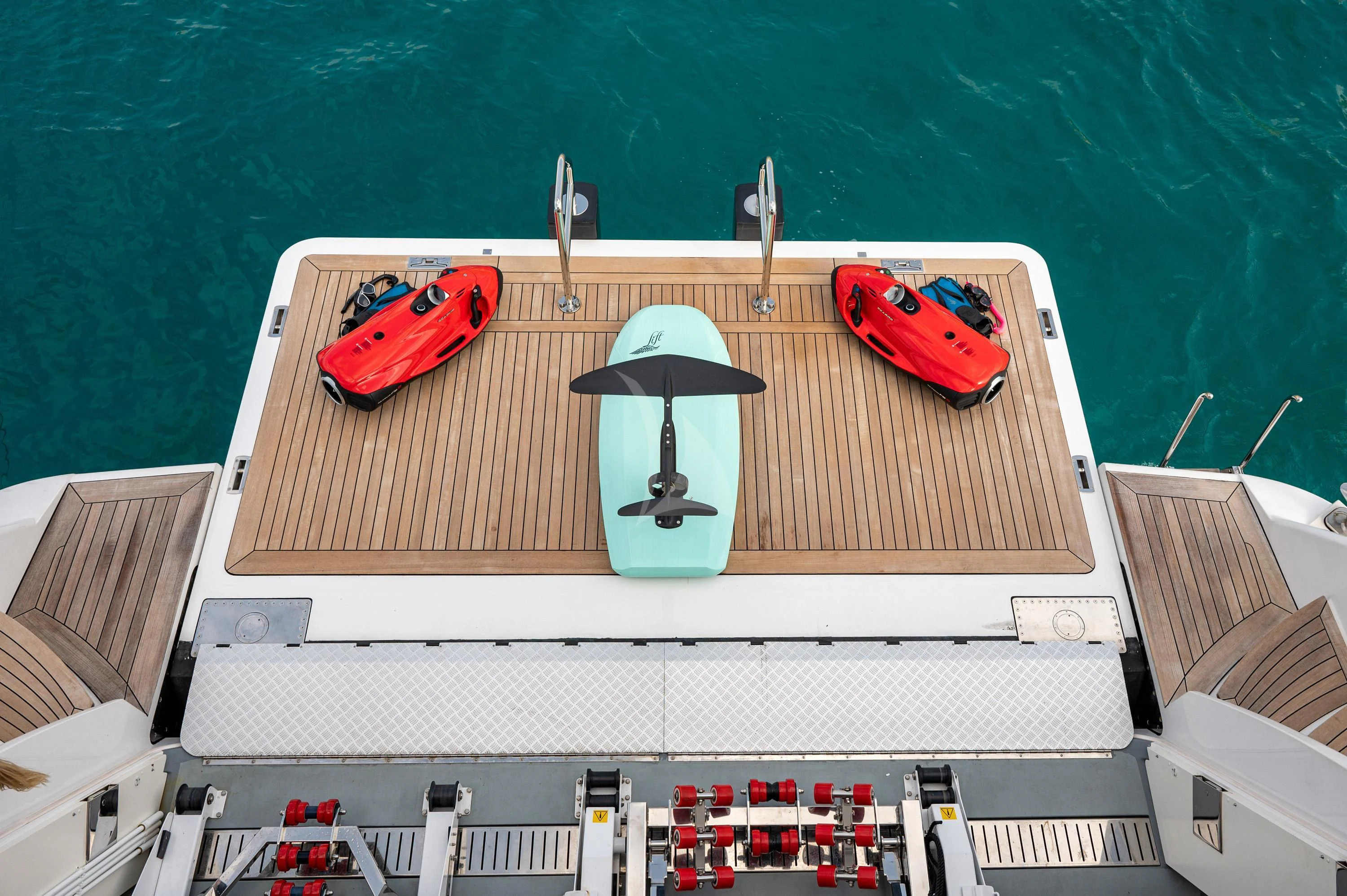 a model of a boat on a trailer aboard ALEGRE Yacht for Sale