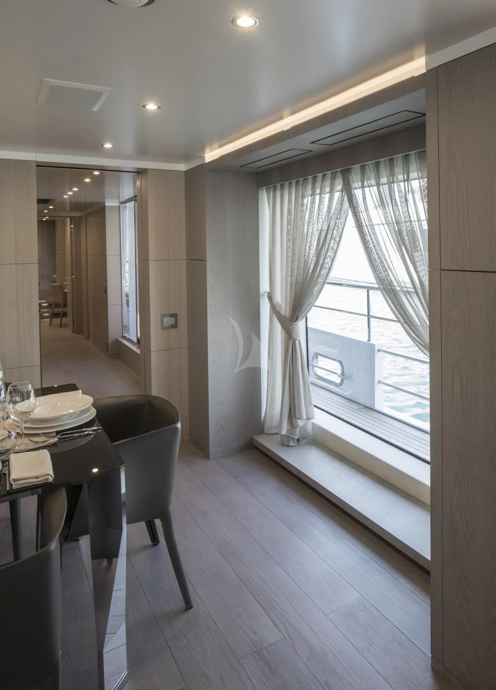 a room with a table and chairs aboard ALEGRE Yacht for Sale