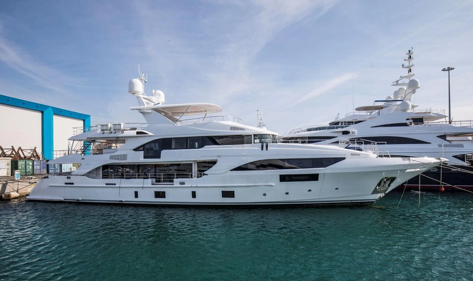 a large white yacht aboard ALEGRE Yacht for Sale