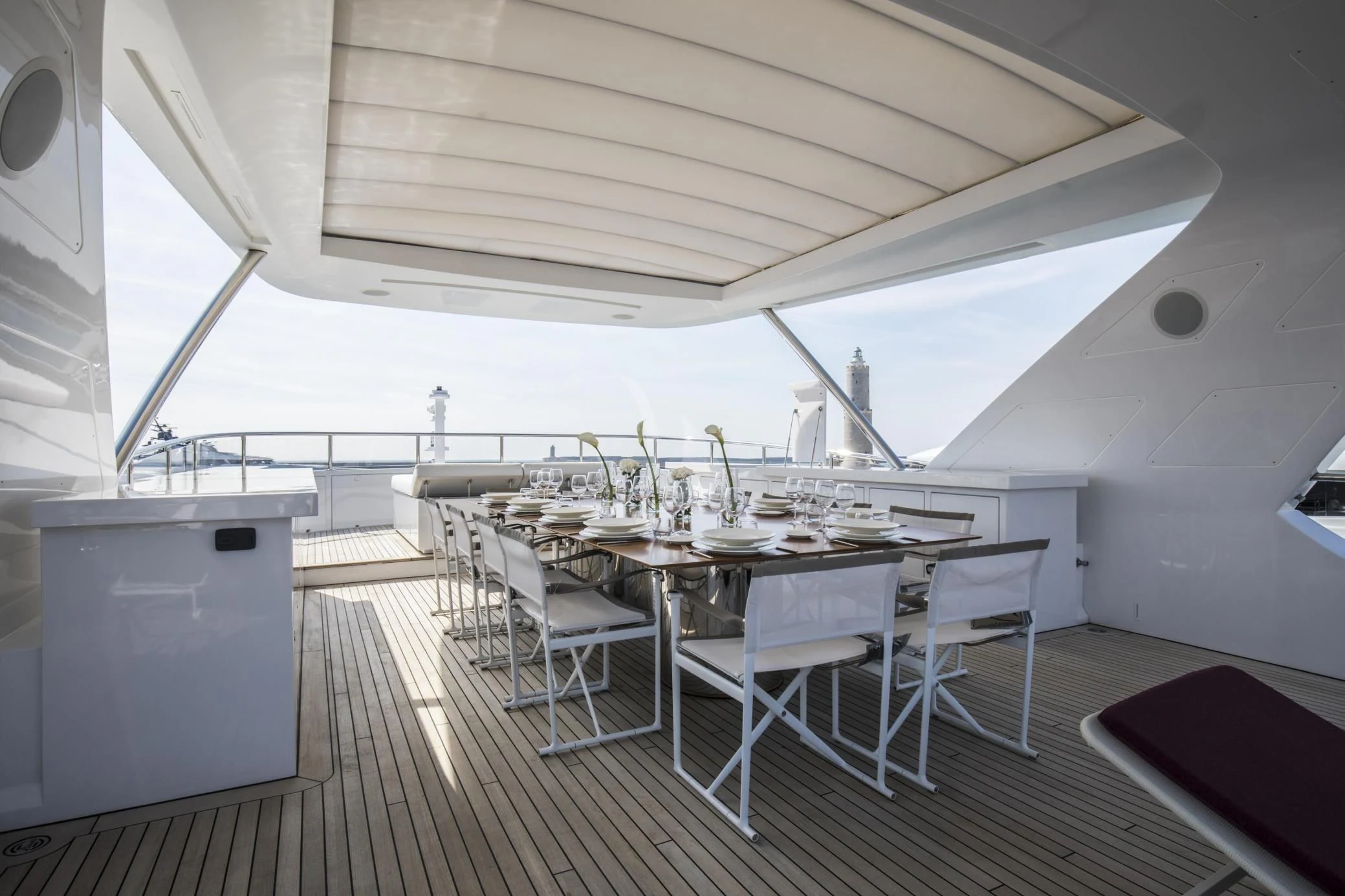 a room with a table and chairs aboard ALEGRE Yacht for Sale