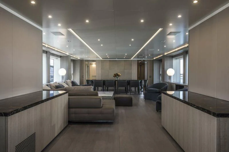 a large living room with a large open floor plan aboard ALEGRE Yacht for Sale
