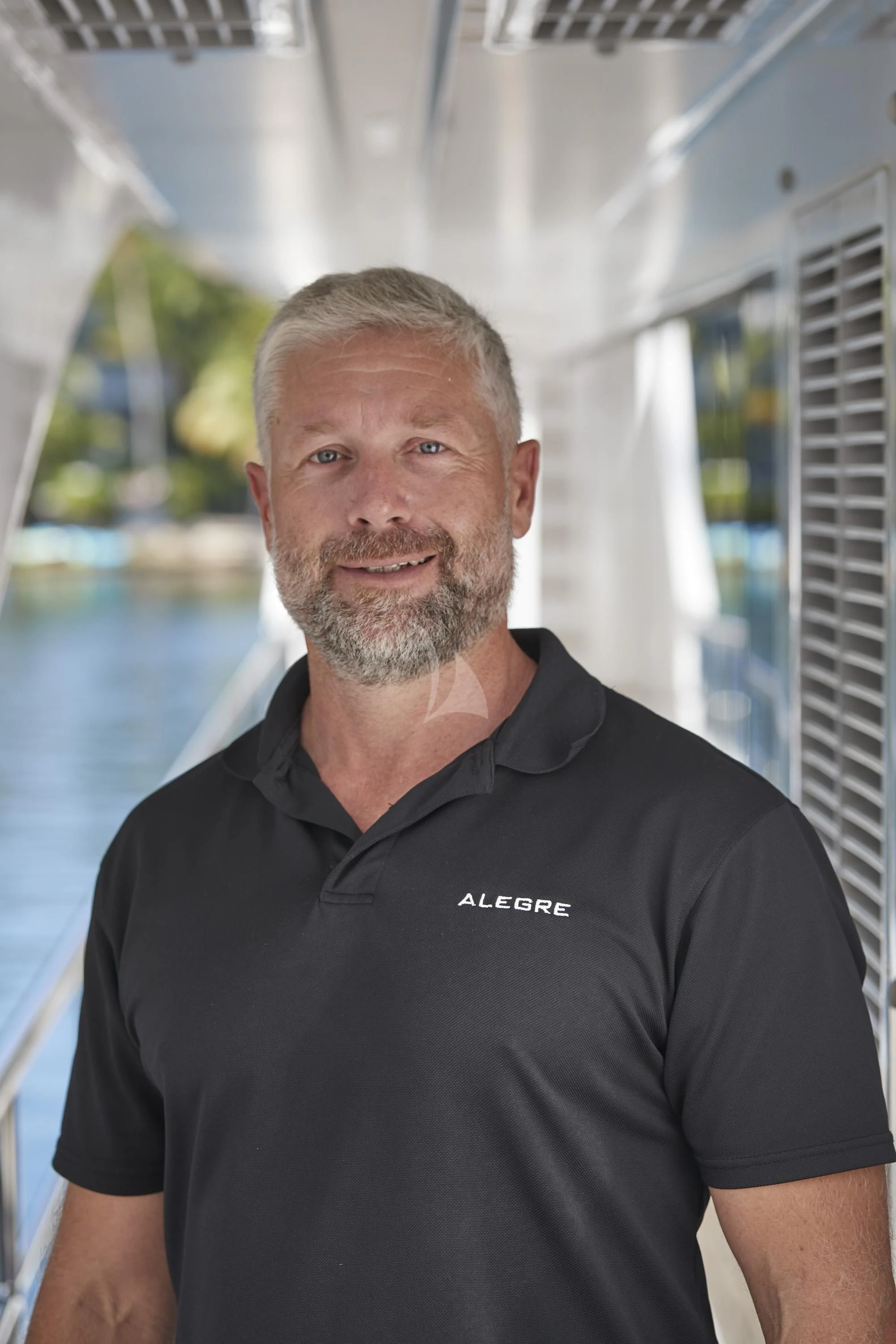 a man with a beard aboard ALEGRE Yacht for Sale