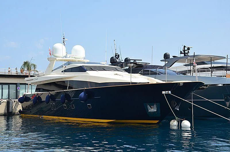 a boat docked at a pier aboard CAPPUCCINO Yacht for Sale