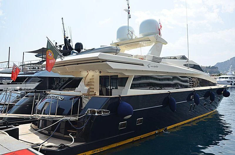 a boat docked at a pier aboard CAPPUCCINO Yacht for Sale