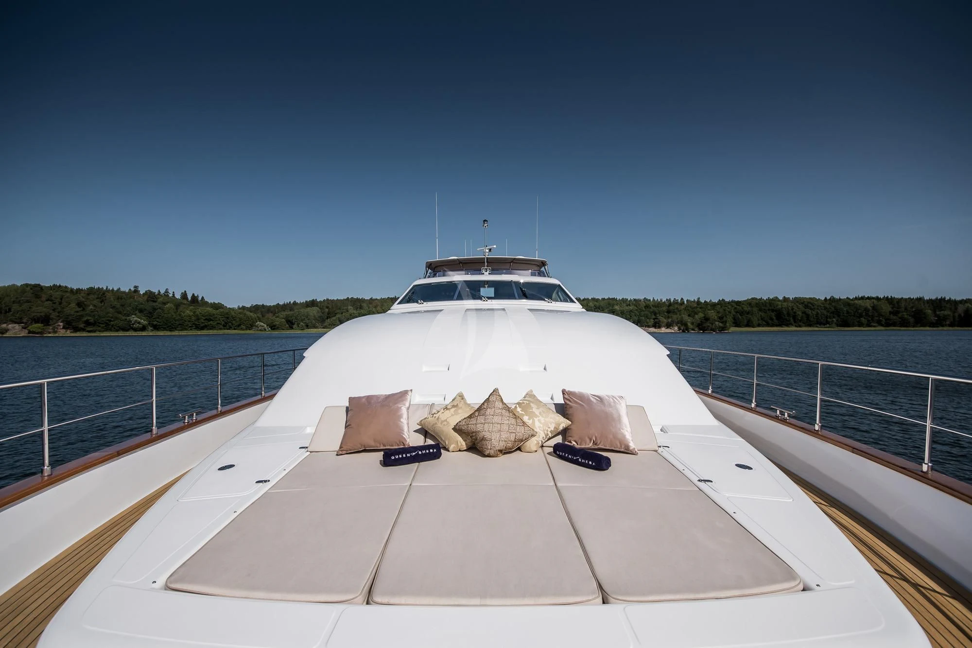 a boat on a deck aboard QUEEN OF SHEBA Yacht for Sale