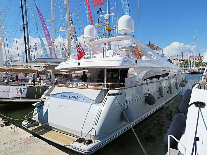 a boat docked at a pier aboard QUEEN OF SHEBA Yacht for Sale
