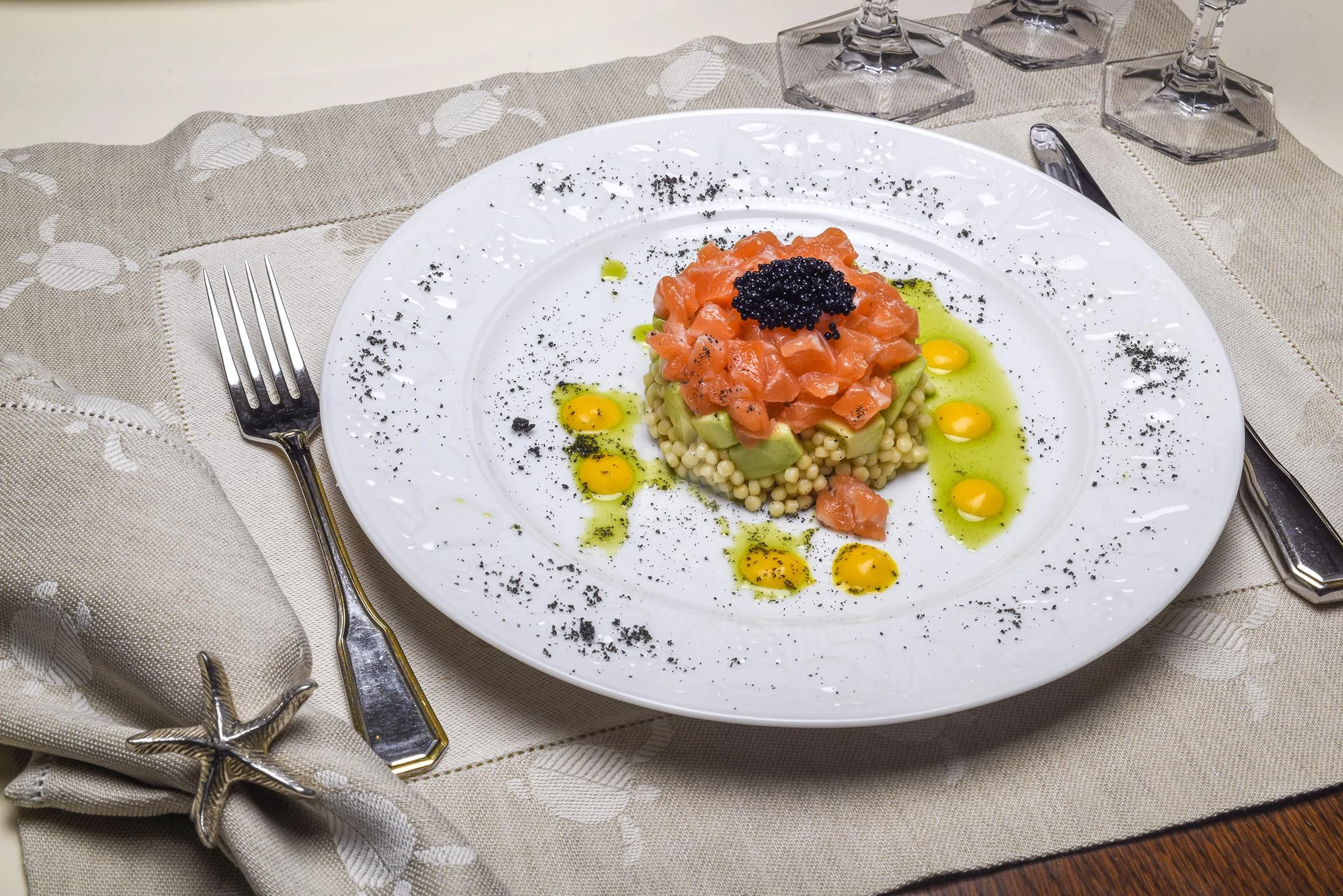 a plate of food aboard IRAVATI Yacht for Sale