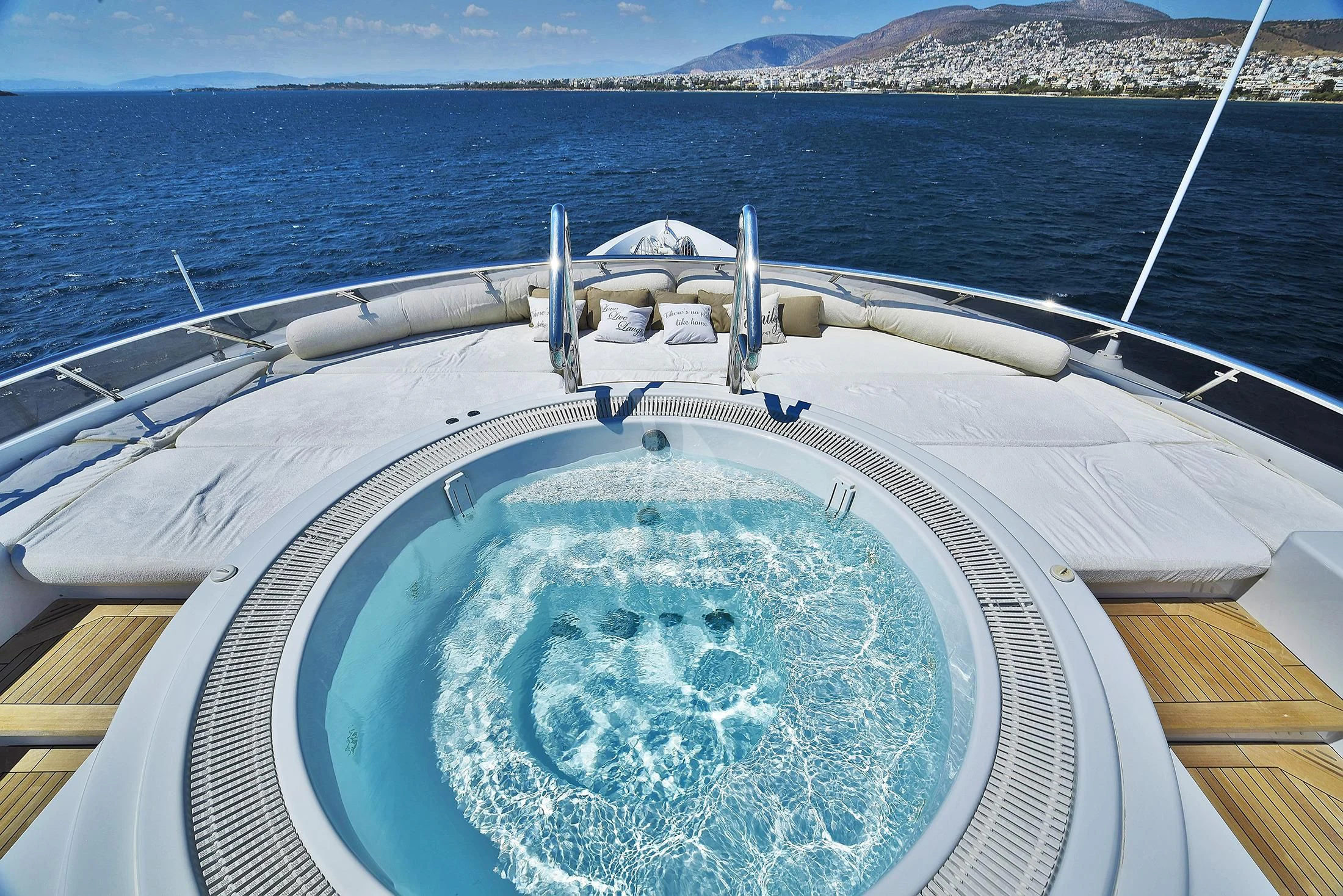 a swimming pool on a boat aboard IRAVATI Yacht for Sale