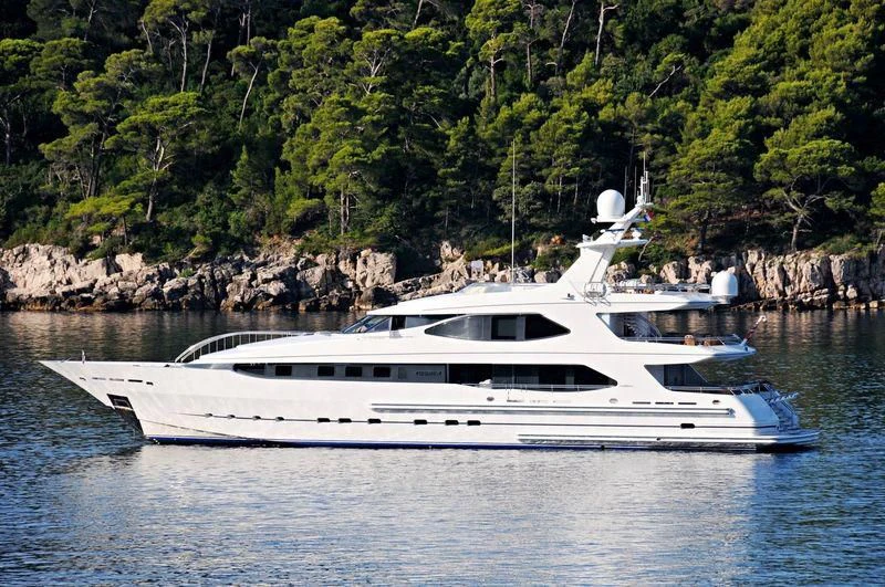 a boat on the water aboard IRAVATI Yacht for Sale
