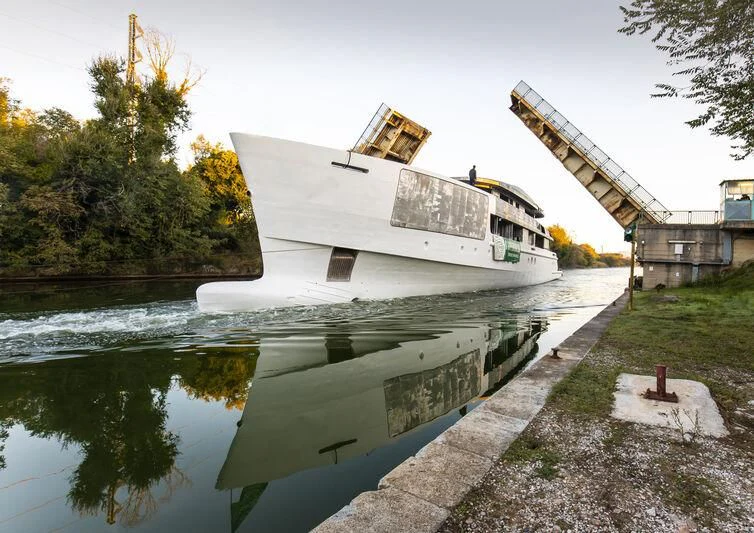 a building with a moat aboard BRAVISSIMA Yacht for Sale