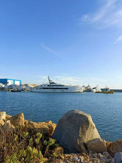a large ship in the water aboard BRAVISSIMA Yacht for Sale