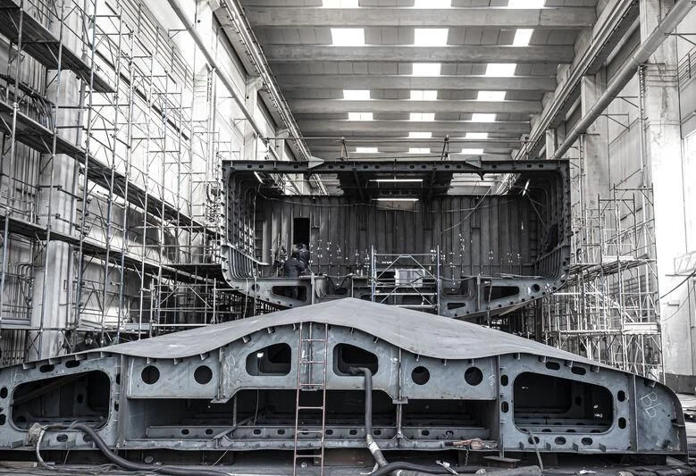 a train in a warehouse aboard BRAVISSIMA Yacht for Sale