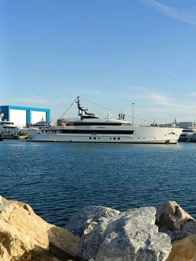 a large ship in the water aboard BRAVISSIMA Yacht for Sale